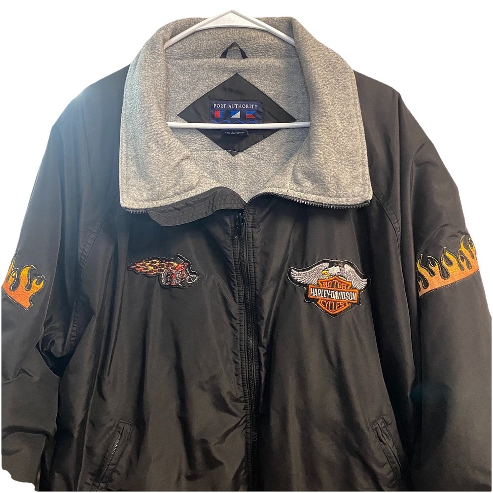 Harley Davidson Choppers Men Port Authority Black Biker Bomber Rider Jacket Sz.L